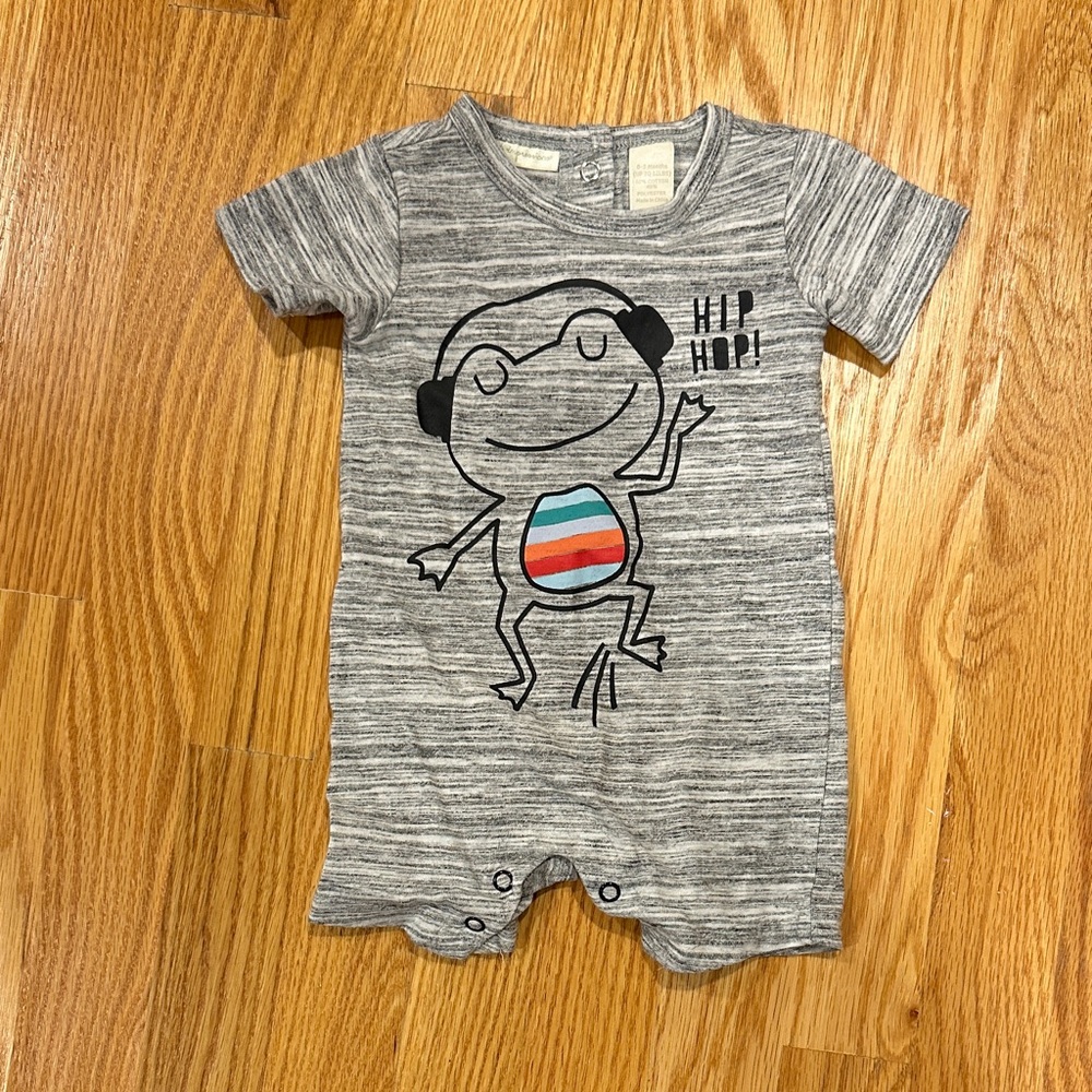 First Impressions Gray Frog Graphic Bodysuit
